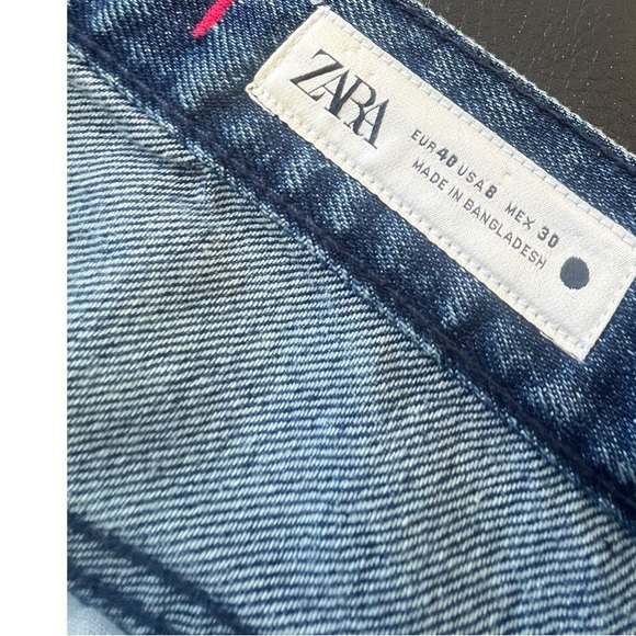 N.W.O.T Zara Beaded Denim Jeans Shiny Blue Women’s Size 8 - Picture 9 of 10